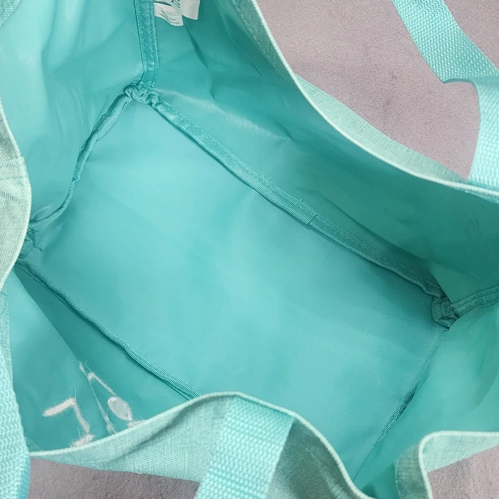 Thirty-One Tote Bag Aqua Teal Live Laugh Love Signature Collection Small Caddy